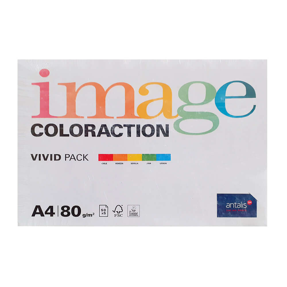 Hartie color Coloraction, A4, 80 g/mp, 5 culori intense x 50 coli, 250 coli/top Hartie color Coloraction, A4, 80 g/mp, 5 culori intense x 50 coli, 250 coli/top
